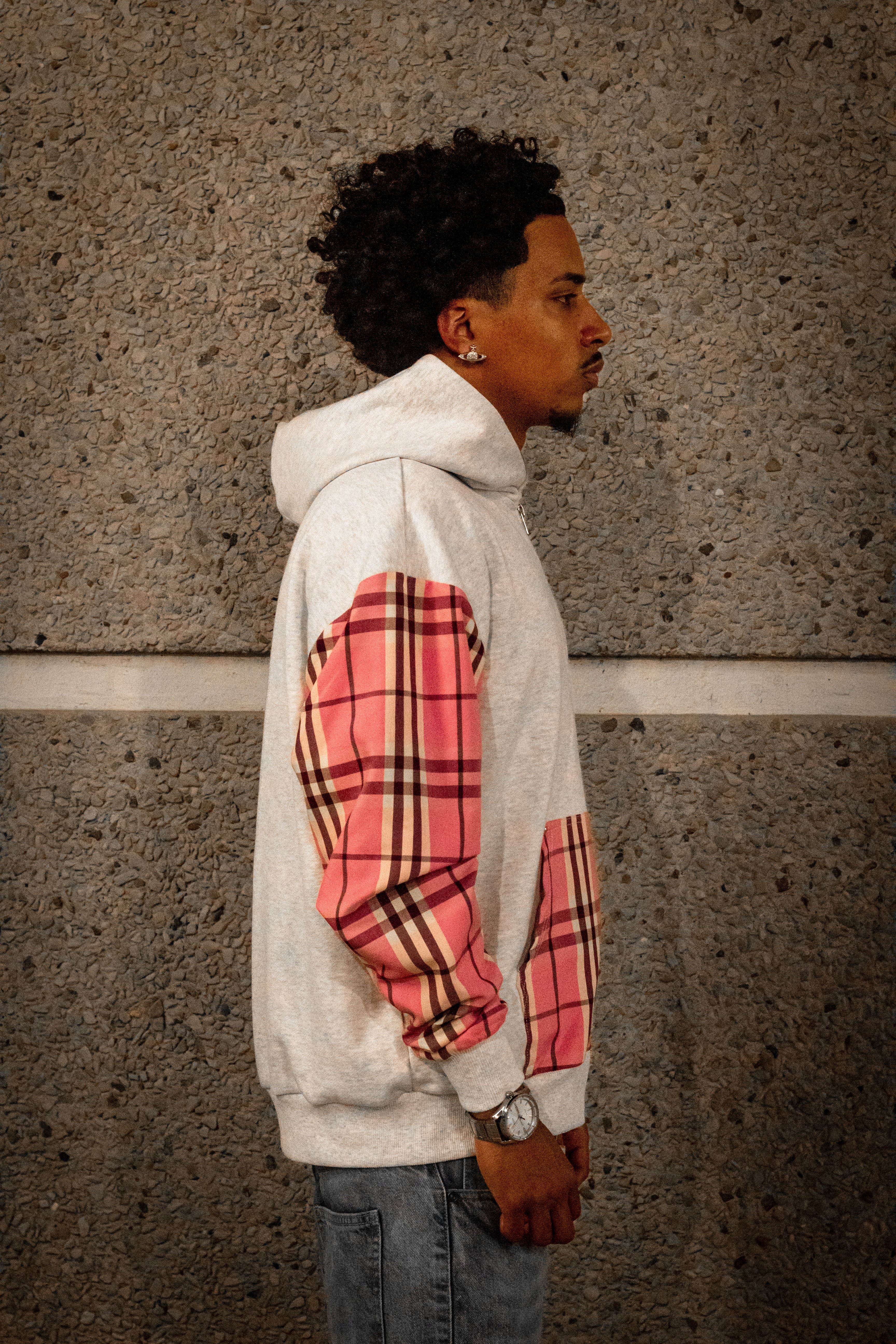 Pink Plaid Hoodie