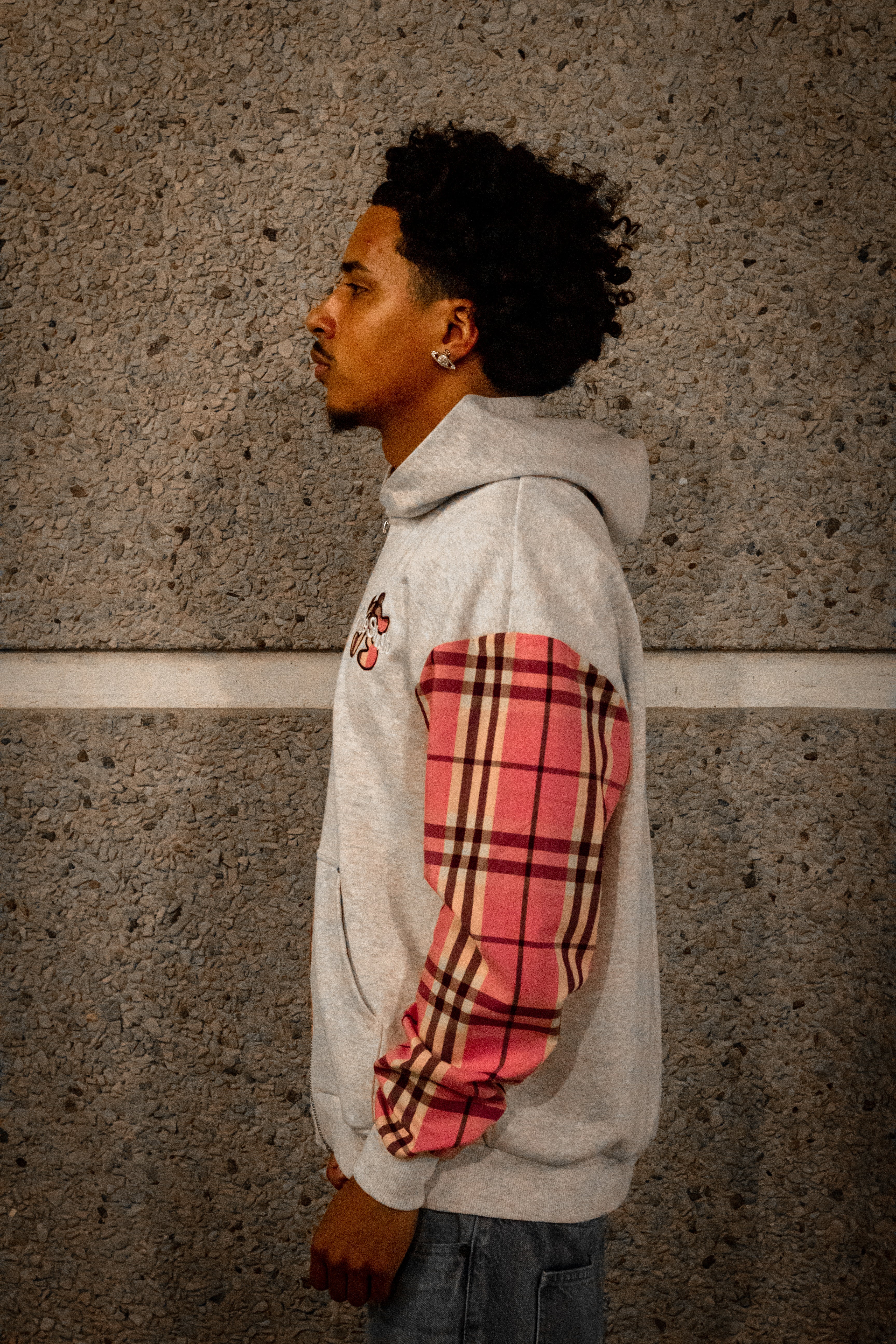 Pink Plaid Hoodie